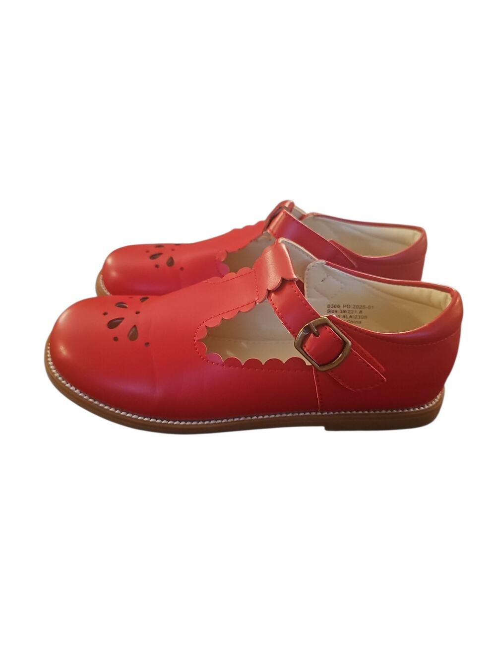FELIX & FLORA Red Mary Jane Shoes Adjustable Strap Closure Soft Leather Size 3